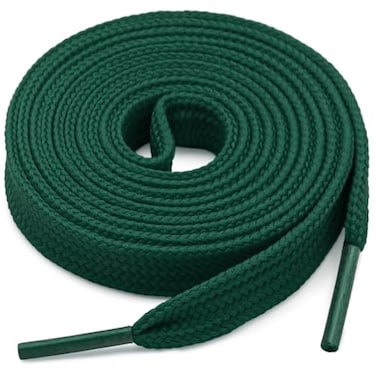 YFINE Flat Shoe Laces for Sneakers 2 Pairs 47 Inch Dark Green 9 MM Wide Thick Athletic Shoelaces