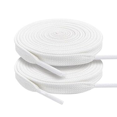 YOLCAR White Flat Shoe Laces Sturdy Polyester with AntiBreak Tips Suitable for Sneaker Hat Strings Pants Strings and Bags 120cm47inch