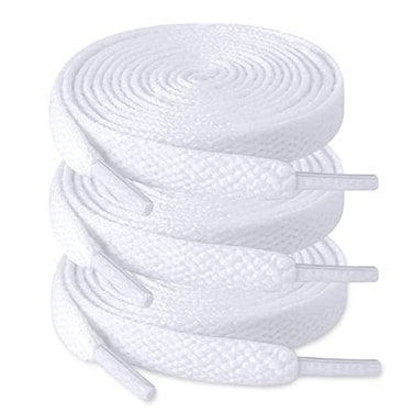 ZHENTOR 3 Pair Flat Shoe Laces for Sneakers Shoelaces for Sneakers Athletic Running Shoes Boot Strings Dwhite3 pairs 43 inches