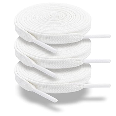 ZHENTOR 3 Pair Flat Shoe Laces for Sneakers Shoelaces for Sneakers Athletic Running Shoes Boot Strings white 47 inches