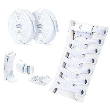 ZHENTOR Elastic No Tie Shoe Laces Stretch Tieless Shoelaces for Adults and Kids Sneakers Shoe Strings Cwhite1 pair 1 pair