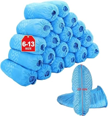 Tomus-UNI XLarge Shoe Covers Disposable 200 Pack 100 PairsFit Shoe Sizes to Mens 13 NonSlip Durable Indoor
