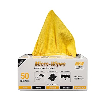 Eurow 200GSM Microfiber Cleaning and Drying Cloths with Dispenser Box Reusable StreakFree ScratchFree Ultra Absorbent Edgeless for All Surface Types 12x12in 50Pack Yellow