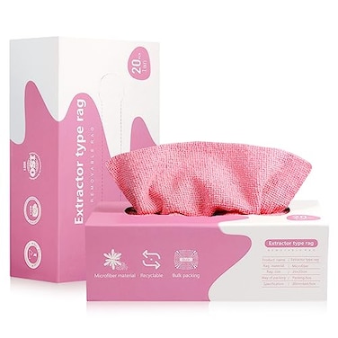 Luiruey Microfiber Cleaning Cloth Rags in A Box 20 Count 79 x 79 Reusable Microfiber Towels for Cars Edgeless Terry TowelsSmall Microfiber Towel for Home Kitchen Pink