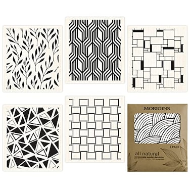 Morigins Swedish Dishcloths for Kitchen 6 Pack Black Minimalist Cellulose Sponge Cloths Non Scratch Reusable Paper Towels No Odor Biodegradable and Reusable Kitchen Dish Rags Minimalist
