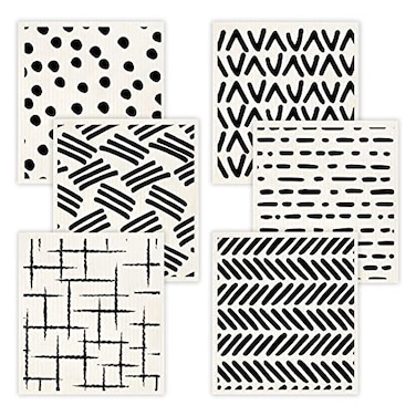 Morigins Swedish Dishcloths for Kitchen6 Pack Black Minimalist Swedish Dish TowelsCellulose Sponge ClothsNon Scratch Reusable Paper Towels Biodegradable and Reusable Kitchen Dish Rags