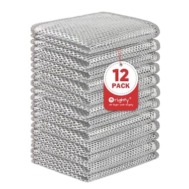 Orighty 12 Pcs Multipurpose Wire Dishwashing Rag NonScratch Wire Dish Cleaning Cloths for Wet and Dry Reusable Steel Scrubber for Kitchen Powerful Dishcloth Rag for Cookware Dish Stove7x8