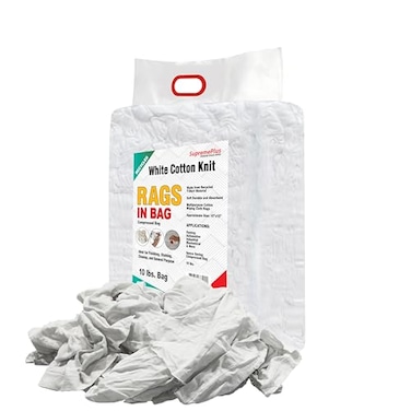 SupremePlus Recycled White TShirt Cleaning Rags 10 lbs Bag Shop Rags Bulk for Oil Stain Grease Paint and Auto Cleaning Multipurpose