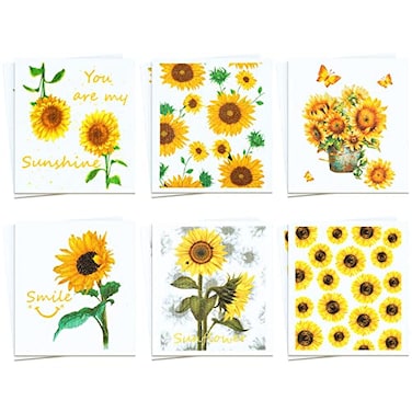 Patelai 12 Pack Sunflower Swedish Kitchen Dishcloth Reusable Summer Absorbent Cotton Kitchen Towel Bulk Sponge Cleaning Cloths Washable for Party Home Housewarming Cleaning Wipes 7 x 8 Inch