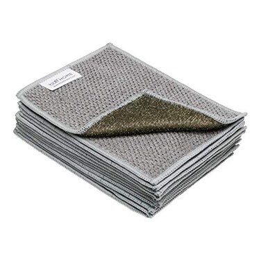Microfiber Wholesale Dish Cloths Scrubs Cleans Dishes Sinks Counters Stove Tops Easy Rinsing Machine Washable 12 Pack Size 4 x 6 inches Grey