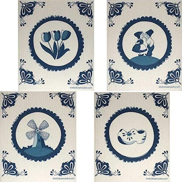 SWEDEdishcloths Cellulose Sponge Dish Towels Mixed Set of One of Each Design Mixed Dutch Swedish Dish Cloths