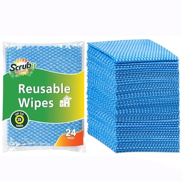 SCRUBIT Reusable Handy Wipes Cleaning Cloth for House and Office Dish Cloths for Washing Dishes Multi Purpose Cleaning Towels 12 x 20 in 24 Pack