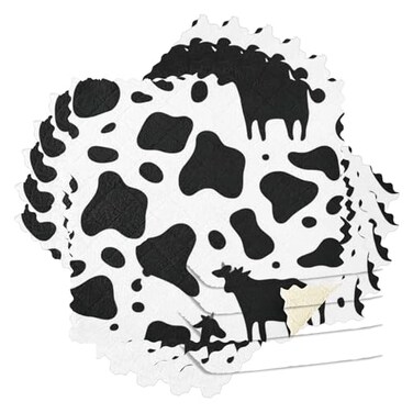 Kcldeci 6 Pack Kitchen Dish TowelsCow Print Dish Cloths Black White Cow Pattern Animal Skin Print Drying Dishes Dish Towels Dishes Dish Rags Kitchen Washcloth Cleaning Cloths 11x11
