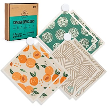 Harps&amp;Seb HarpsSeb Swedish Dishcloths for Kitchen Dishcloths 6 Pack Reusable Paper Towels with Clips Super Absorbent Washable NonScratch Swedish Dish Towels No Odor Biodegradable