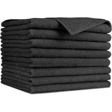 AIDEA Microfiber Cleaning Cloth8PK Soft Microfiber Towels for Cars Absorbent Cleaning Rags LintFree StreakFree Wash Cloths for House Kitchen Window12inx16in Black