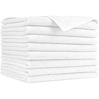 AIDEA Microfiber Cleaning Cloth8PK Soft Microfiber Towels for Cars Absorbent Cleaning Rags LintFree StreakFree Wash Cloths for House Kitchen Window12inx16in White