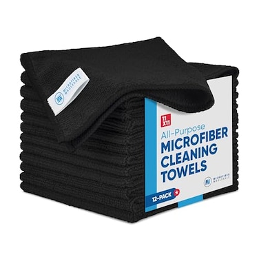 Microfiber Wholesale Black Microfiber Cleaning Cloth 12 Pack Better Quality All Purpose Towels Great for Messes in The Home Clean Dust Polish Soft Absorbent Durable Wash 100s of Times