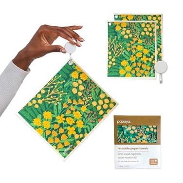 Papaya Reusable Paper Towels Premium Swedish Dishcloths with Hook NonScratch Reusable Paper Towel 1 Sheet Replaces 17 Rolls 2 Sheets 1 Hook