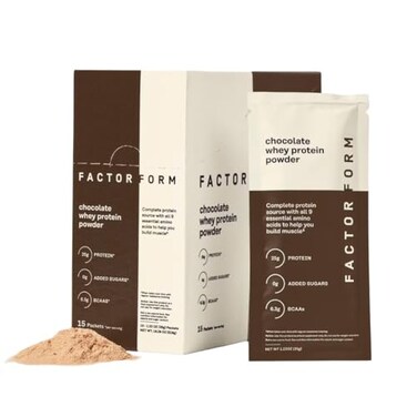 FACTOR FORM Whey Protein Powder 100 Whey Isolate 25g Protein 63g BCAAs Low Carb KetoFriendly No Added Sugar 15 Packets Chocolate