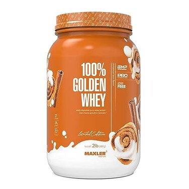 Maxler 100 Golden Whey Protein 24g of Protein per Serving Whey Protein Powder for Pre Post Workout FastAbsorbing Whey Concentrate Isolate Hydrolysate Blend Cinnamon Bun 2 lb