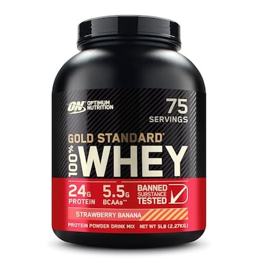 Optimum Nutrition Gold Standard 100 Whey Protein Powder Strawberry Banana 5 Pound Packaging May Vary
