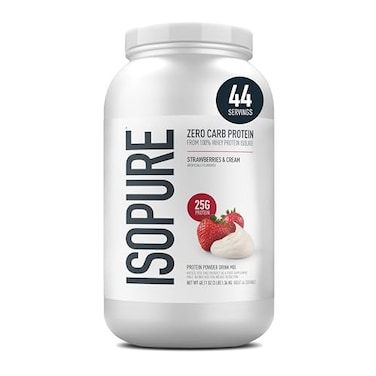 Isopure Zero Carb 100 Pure Whey Isolate Protein Powder Gluten Free With Vitamins Strawberries Cream 25g Protein Per Serving 3 Lbs 44 Servings Packaging May Vary