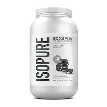 Isopure Zero Carb 100 Pure Whey Isolate Protein Powder Gluten Free With Vitamins Cookies Cream 25g Protein Per Serving 3 Pounds 44 Servings Packaging May Vary