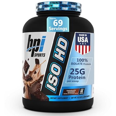 BPI Sports ISO HD Isolate Protein Powder 100 Whey Isolate Protein Powder for Muscle Gain Chocolate Brownie 54 Pounds 69 Servings