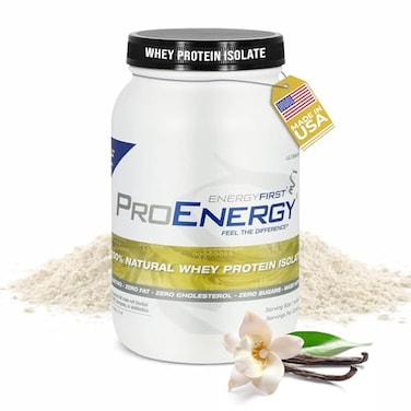 EnergyFirst Vanilla Whey Protein Isolate Grass Pasture Fed Zero Lactose GlutenFree AllNatural SugarFree Shake for Keto Recovery 2lb