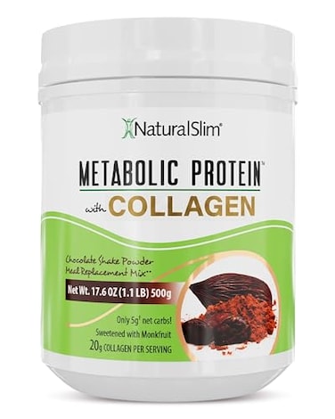 NaturalSlim Metabolic Protein Powder with Collagen Hydrolyzed Collagen LGlutamine Metabolic Support Digestion Skin Connective Tissue Low Carb Meal Replacement 1706 oz
