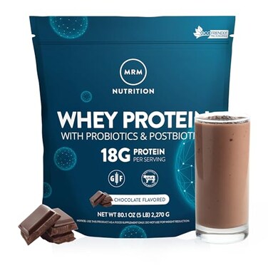 MRM Nutrition Whey Protein Chocolate Flavored Microfiltered Whey Protein Isolate Concentrate 16 Different Probiotic Strains BCAAs Digestive Enzymes Gluten Free for Women Men 84 Servings