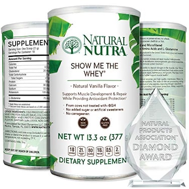 Natural Nutra Grass Fed Vanilla Show Me The Whey Protein Source Powder Enhance Digestion Improve Body Fluid Flow Support Bone Health and Boost Immunity Gluten Free SugarFree NonGMO 133oz