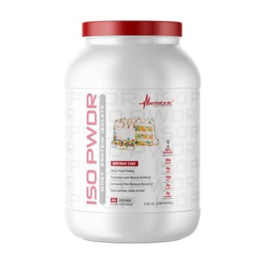 Metabolic Nutrition Whey Protein Isolate ISO PWDR Birthday Cake 304lb 23 Servings 26g Protein Fast Digesting Zero Carbs Delicious Flavor Very Low Carbs Fat Zero Lactose