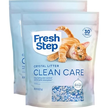Fresh Step Clean Care Crystal Cat Litter Lightweight with Febreze Freshness and LongLasting Odor Control Low Dust 16 lbs 2 x 8 lb bag