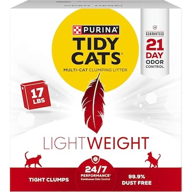 Purina Tidy Cats LightWeight 247 Performance Odor control MultiCat Clumping 999 Percent Dust Free Cat Litter 17 lb Box