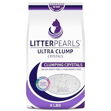 Litter Pearls Ultra Clump Unscented Crystal Clumping Cat Litter with Odorbond 8 Pounds