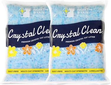 North Star Crystal Clean Premium Fresh Scent Crystal Cat Litter with Odor Control 5X Faster Best Lightweight Non Clumping Kitty Litter to Absorb Urine Dries Solid Waste 2X43 Lb Bags
