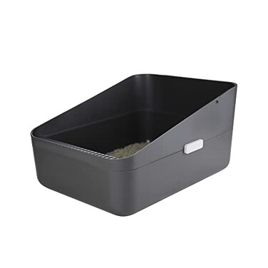 Sfozstra Grey Small Cat Litter Box with Low Entry Open Sifting Design Tracking Control SpaceSaving High Sides LeakProof EasyClean ABS for Kittens Up to 8 lbs