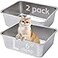 EGMEHOAD Stainless Steel Litter Box 2 PackMetal Litter BoxCat Litterbox