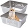 EGMEHOAD Stainless Steel Litter Box 2 PackMetal Litter BoxCat Litterbox