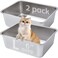 EGMEHOAD Stainless Steel Litter Box 2 PackMetal Litter BoxCat Litterbox