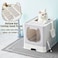 Gefryco Litter Box with Lid for Small to Medium Cats Enclosed Cat Litter Box with CoverHigh Sided Top Entry Cat Box with Brush and Scoop Cute Kitty Litter Pan with Drawer for Growing KittensGrey