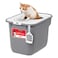 IRIS USA Large Top Entry Cat Litter Box with Lid Enclosed Covered Cat Litter Box for Indoor Cats Dog Proof Design Odor Control Litter Tracking Reduction Scoop Included GrayWhite