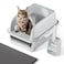 FYLICA Stainless Steel Cat Litter Box with Lid 20 L x 142 W x118 H Large Cat Litter Box for Multiple Cats with High Sided NoLeak Stick Easy to Clean Includes Litter Mat Multi Functional Scoop