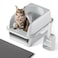 FYLICA Stainless Steel Cat Litter Box with Lid 20 L x 142 W x118 H Large Cat Litter Box for Multiple Cats with High Sided NoLeak Stick Easy to Clean Includes Litter Mat Multi Functional Scoop