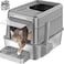 URPOWER Stainless Steel Cat Litter Box with Lid Extra Large Enclosed Litter Box NonSticky Metal Pan with High Sided Scoop Odor Free Front Top Entry AntiLeakage Easy Cleaning