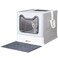Medario Cat Litter Box with Litter Mat and Scoop Large Covered Litter Box with Lid Enclosed Kitty Box Front Entry Top Exit Odor Control Easy to Clean Grey