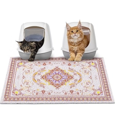 Glittme Cat Litter Mat with NonSlip Bottom Litter Box Mat 33X22 Litter Trapping Mat Easy to Clean Washable Cat Food Mat for KittyL