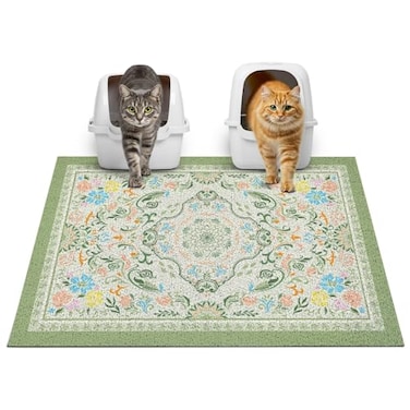 Glittme Cat Litter Mat with NonSlip Bottom Litter Box Mat 33X22 Litter Trapping Mat Easy to Clean Washable Cat Food Mat for KittyL