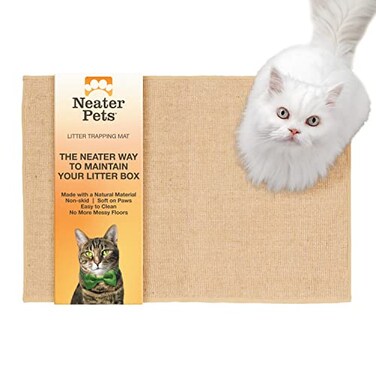 Neater Pet s Jute Cat Litter Trapping Mat Catches Spilled Litter Mess from Kitty Litter Box to Protect Floors Soft on Cats Paws AntiSkid Backing Easy to Clean Beige 24 x 36